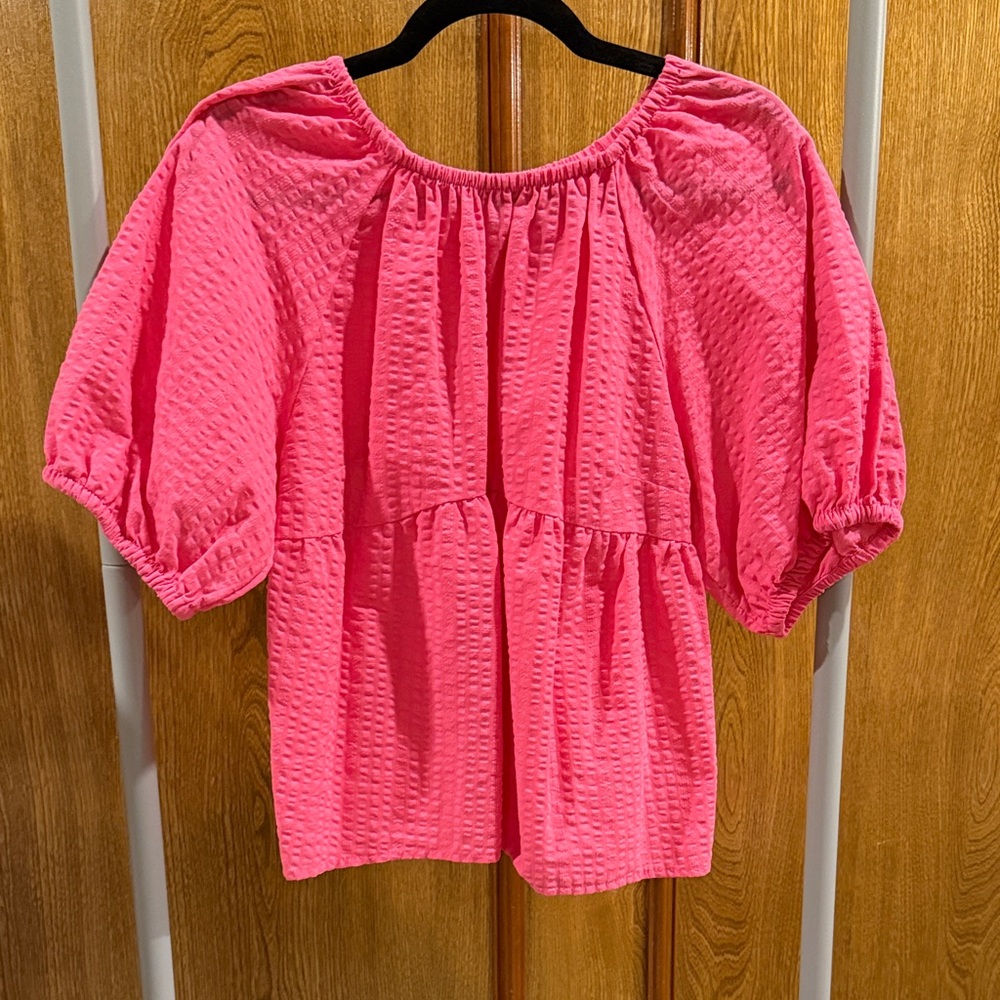 Old Navy Hot Pink Textured Blouse
